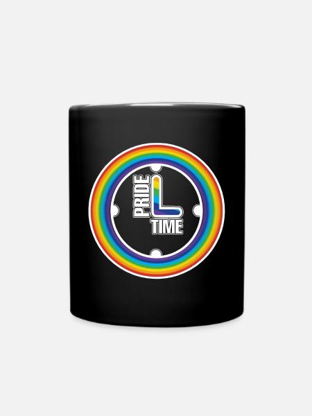Rainbow Pride Ring Clock - Full Colour Mug - black