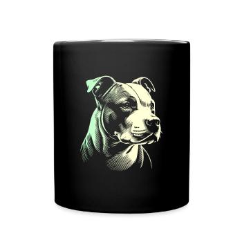 Staffordshire geometric bull terrier, staffy - Full Colour Mug - black - Front