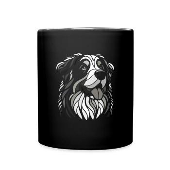 Tête de chien bouvier bernois noir et blanc - Mug uni - noir - Devant