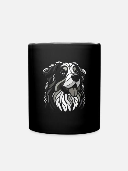 Tête de chien bouvier bernois noir et blanc - Mug uni - noir