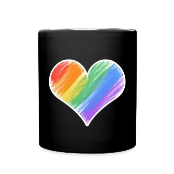 Regenbogenherz Farbstrich - Tasse einfarbig - Schwarz - Vorne