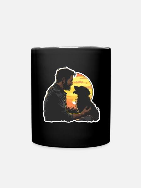 Papa Hund Vater Hunde Familie Tier Hunde Vintage - Tasse einfarbig - Schwarz