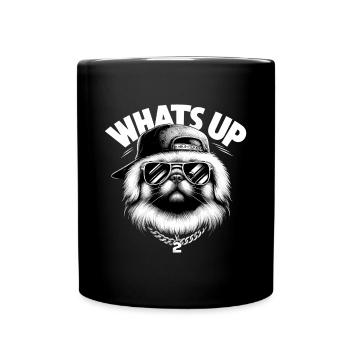 Pekingese Was geht ab Löwenhund Hund Geschenk - Tasse einfarbig - Schwarz - Vorne