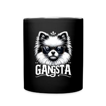 Pomeranian Spitz Gangsta Gangster Dog Gift - Full Colour Mug - black - Front