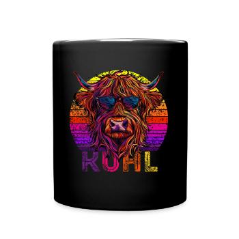 Funny cow with sunglasses "Kuhl" - Full Colour Mug - black - Front