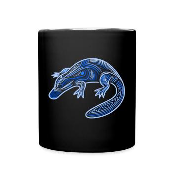 platypus, aboriginal motifs, tribal blue, - Full Colour Mug - black - Front