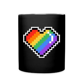 Cœur arc-en-ciel Pixel - Mug uni - noir - Devant