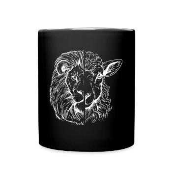 Löwe und Lamm - Tasse einfarbig - Schwarz - Vorne