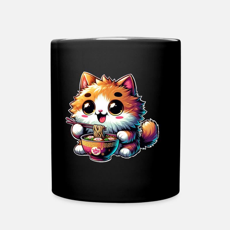 Chat Ramen Kawaii Anime - Mug uni - noir