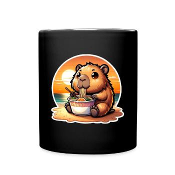 Capybara Ramen Kawaii Anime - Tasse einfarbig - Schwarz - Vorne