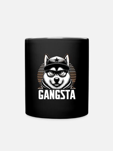 Cadeau de lunettes pour chien Laika Gangsta Gangster - Mug uni - noir