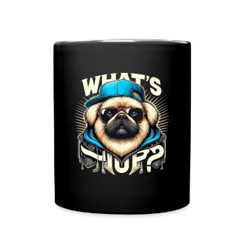 Pekingese Was geht ab Löwenhund Hund Geschenk - Tasse einfarbig - Schwarz - Vorne