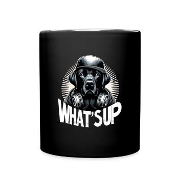 Schwarzer Labrador Gangster Was geht ab Geschenk - Tasse einfarbig - Schwarz - Vorne