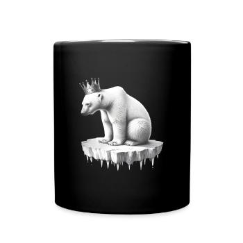 Ours polaire avec une couronne sur la banquise faune arctique - Mug uni - noir - Devant