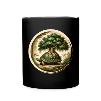 Tortue avec un bonsaï sur sa carapace - Mug uni - noir - Devant