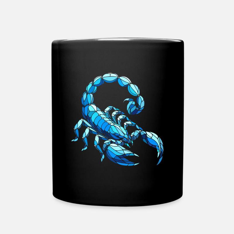 Blue Scorpio Polygonal Geometric Art - Full Colour Mug - black
