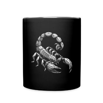 Scorpion Black and White Geometric Art Polygon - Full Colour Mug - black - Front