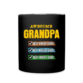 Grandpa Best Angler Baker Buddy Buddy - Full Colour Mug - black - Front