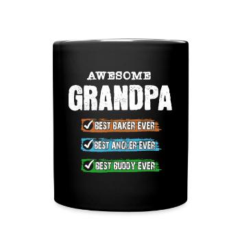 Grandpa Best Angler Baker Buddy Buddy - Full Colour Mug - black - Front
