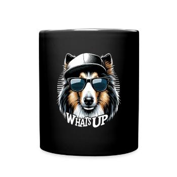 Collie Was geht Gangsta Gangster Hund Geschenk - Tasse einfarbig - Schwarz - Vorne