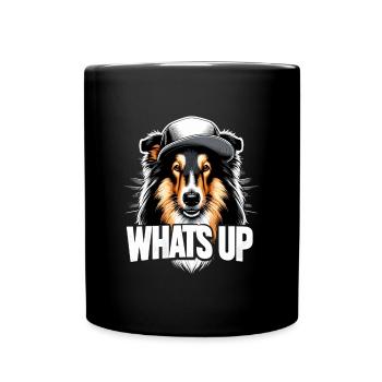 Collie Was geht Gangsta Gangster Hund Geschenk - Tasse einfarbig - Schwarz - Vorne