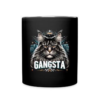 Maine Coon Cat Cool Gangsta Gangster Gift - Full Colour Mug - black - Front