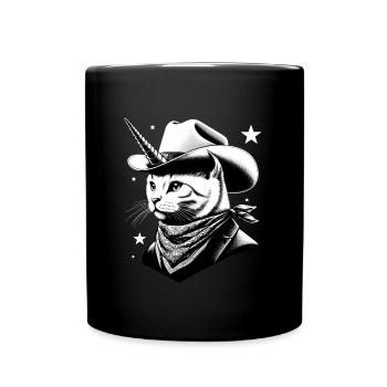 Cowboy chat-licorne - Mug uni - noir - Devant