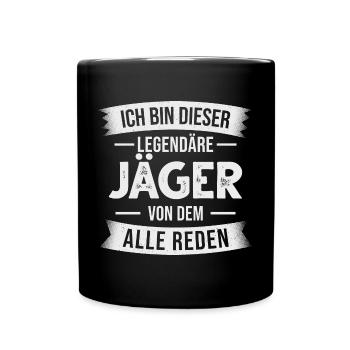 Jäger Jagd Jagen Hirsch Wild - Tasse einfarbig - Schwarz - Vorne
