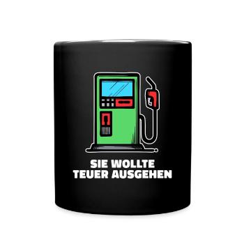Benzin Diesel Statement Tanken Zapfsäule Strom - Tasse einfarbig - Schwarz - Vorne