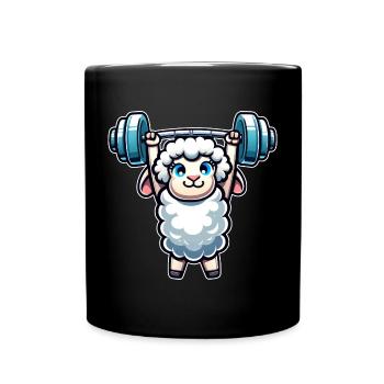 Schaf Lamm Gewichtheber Barbell Fitness Workout - Tasse einfarbig - Schwarz - Vorne