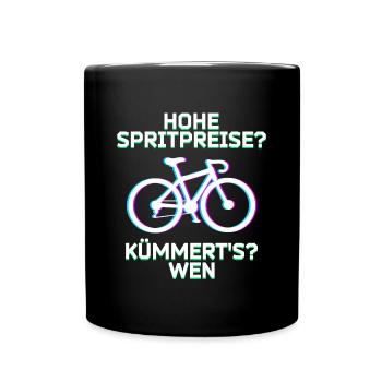 Tanken Statement Strom Elektrische Energie Fahrrad - Tasse einfarbig - Schwarz - Vorne