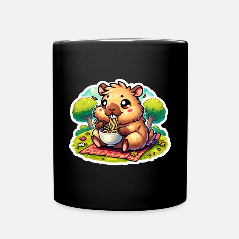 Capybara Ramen Kawaii Anime - Tasse einfarbig - Schwarz