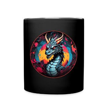 Feuerdrache Drachenportrait für Drachenfans Drache - Tasse einfarbig - Schwarz - Vorne