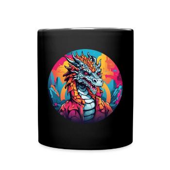 Feuerdrache Drachenportrait für Drachenfans Drache - Tasse einfarbig - Schwarz - Vorne