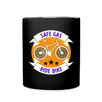 Tanken Statement Fahrrad Energiespeicher Antrieb - Tasse einfarbig - Schwarz - Vorne