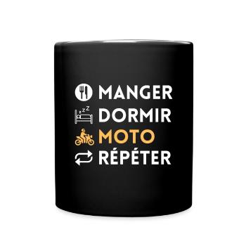 Manger dormir moto répéter - Mug uni - noir - Devant