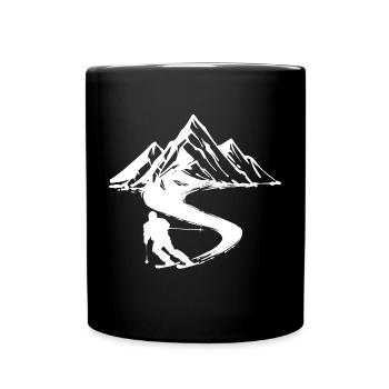 Mountain Fun on the slopes Winter sports Skiing Skiers - Full Colour Mug - black - Front