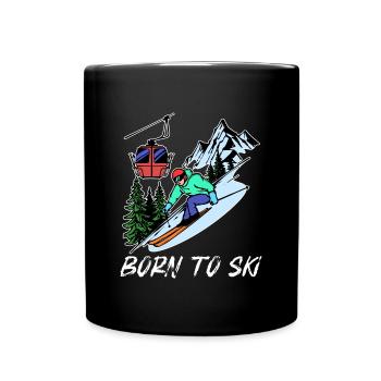Wintersport Schifahren Statement Schifahrer Eis - Tasse einfarbig - Schwarz - Vorne