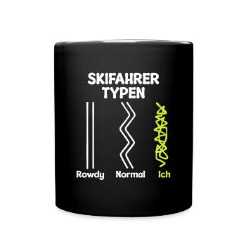 Schifahren Wintersport Schifahrer Statement Winter - Tasse einfarbig - Schwarz - Vorne