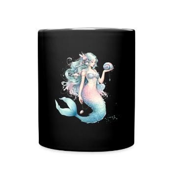 magical mermaid in pastel colors - Full Colour Mug - black - Front