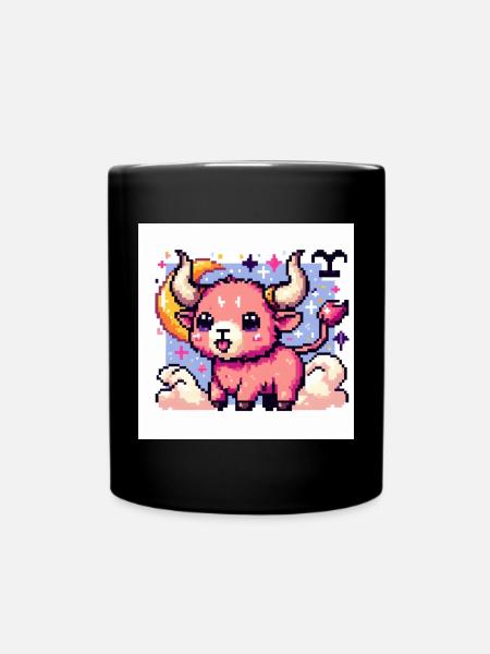 Signe du zodiaque Taureau en pixel art - Mug uni - noir