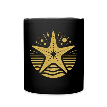 Starfish Sea Animal Saltwater Aquarium Silhouette - Full Colour Mug - black - Front