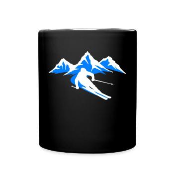 Berg Pistengaudi Schifahren Wintersport Kalt Eis - Tasse einfarbig - Schwarz - Vorne