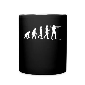 Schifahren Evolution Wintersport Schifahrer Schnee - Tasse einfarbig - Schwarz - Vorne
