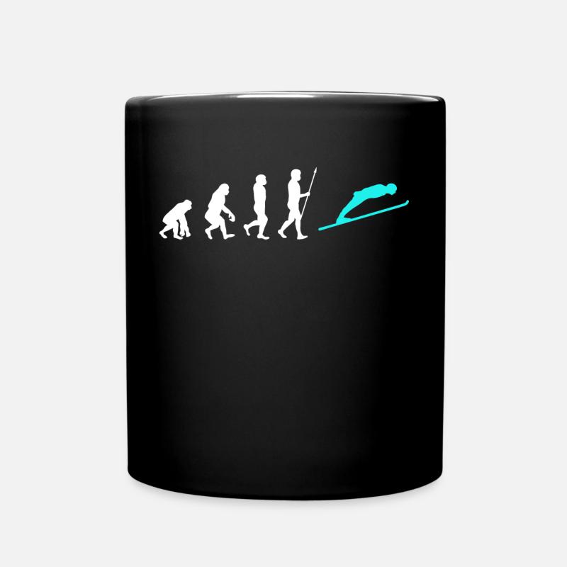 Schifahren Wintersport Evolution Skifahrer Winter - Tasse einfarbig - Schwarz