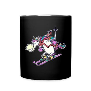 Eishockey Wintersport Schifahren Winter Skifahrer - Tasse einfarbig - Schwarz - Vorne