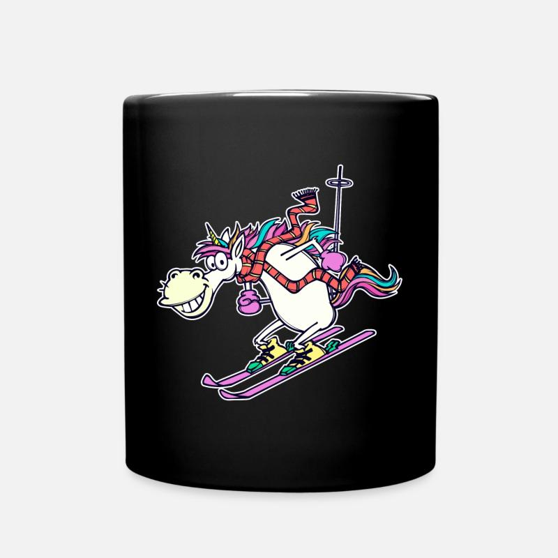 Eishockey Wintersport Schifahren Winter Skifahrer - Tasse einfarbig - Schwarz