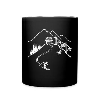 Mountain Fun on the slopes Skiing Winter sports Mountain ice - Full Colour Mug - black - Front