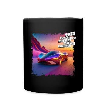 POSTER Lucky Saying | futuristic car - Full Colour Mug - black - Front