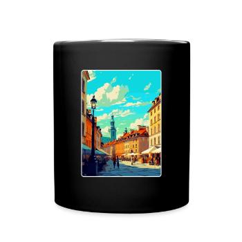Warsaw Poland Vintage Travel Poster WPA Souvenir - Full Colour Mug - black - Front